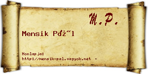 Mensik Pál névjegykártya