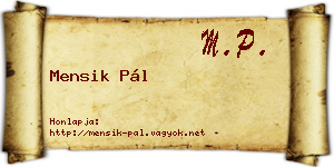 Mensik Pál névjegykártya